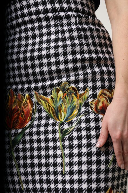 Multicolor Floral Print High Waist Pencil Cut Skirt - Image 5