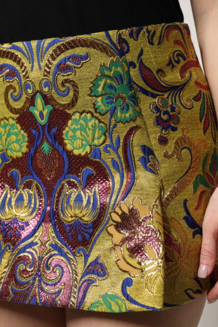 Multicolor Floral Jacquard Mid Waist Mini Skirt - Image 5