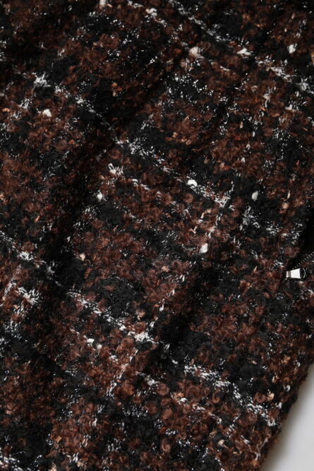 Multicolor High Waist Tartan Tweed Pencil Cut Skirt - Image 7