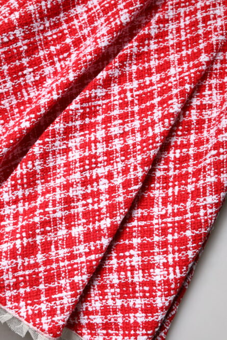 Red White High Waist A-line Above Knee Skirt - Image 7