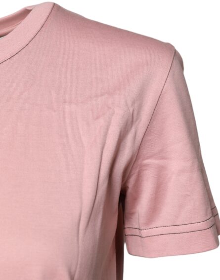 Pink Logo Print Cotton Crew Neck T-shirt - Image 3