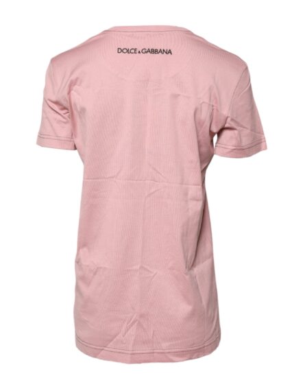 Pink Logo Print Cotton Crew Neck T-shirt - Image 4