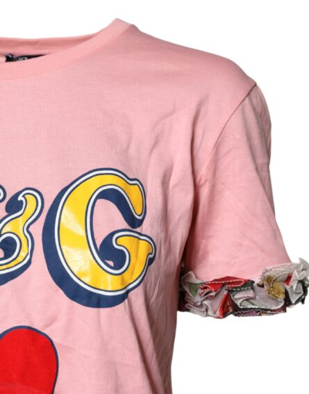 Pink Logo Print Cotton Crew Neck Tee T-shirt - Image 3