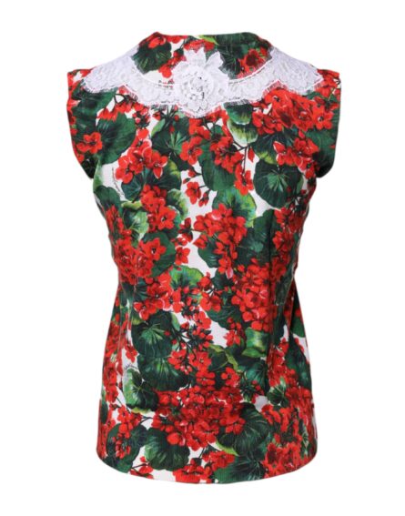 Multicolor Floral Lace Sleeveless Tank Top - Image 4