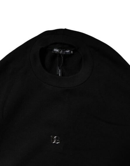 Black Cotton Crew Neck Sweatshirt Sweater - Image 5