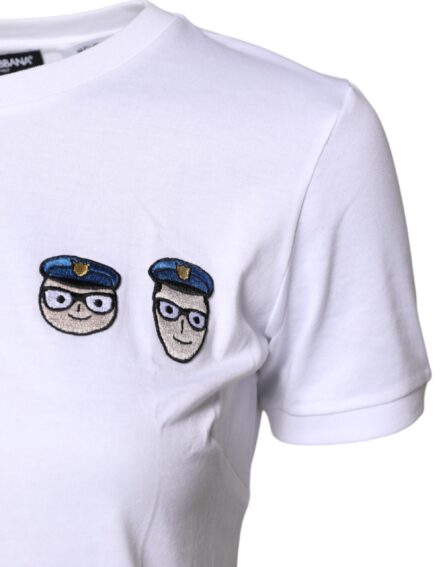 White #DGFamily Cotton Crew Neck T-shirt - Image 3