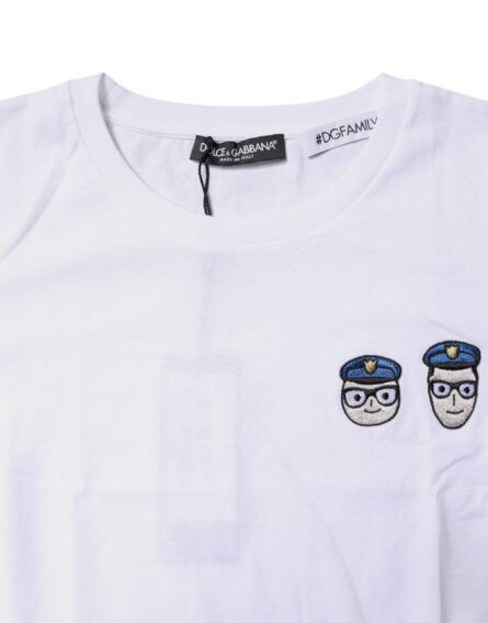 White #DGFamily Cotton Crew Neck T-shirt - Image 5
