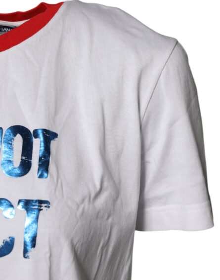 White Graphic Print Cotton Crew Neck T-shirt - Image 3