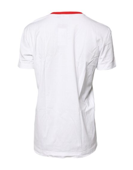 White Graphic Print Cotton Crew Neck T-shirt - Image 4