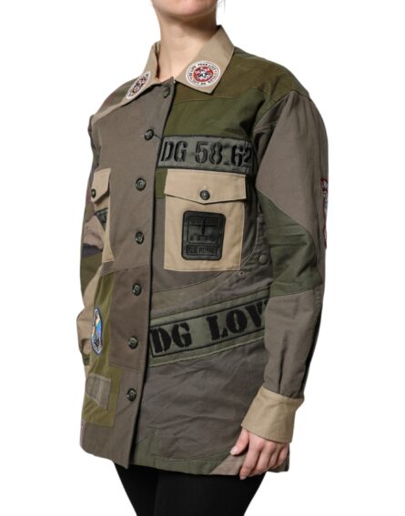 Military Green Cotton Button Down Jacket - Image 3