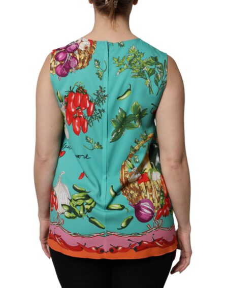 Multicolor Floral Silk Sleeveless Tank Top - Image 4