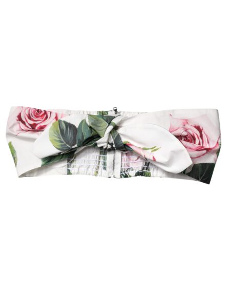 White Floral Print Cropped Bustier Corset Top - Image 6