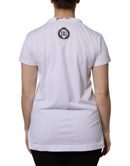 White Necklace Cotton Short Sleeve T-shirt - Image 4