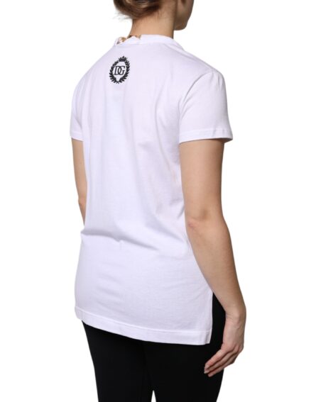 White Necklace Cotton Short Sleeve T-shirt - Image 5