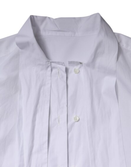 White Ascot Collar Long Sleeve Blouse Top - Image 7