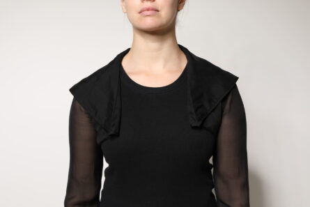 Black Silk Sheer Long Sleeves Blouse Top - Image 5