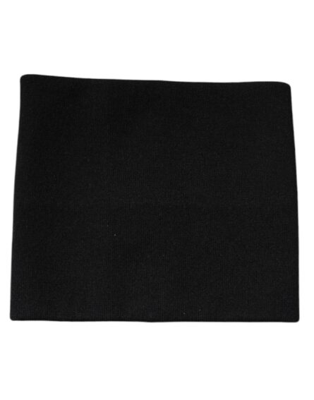 Black Cashmere Knitted Square Handkerchief Scarf - Image 2