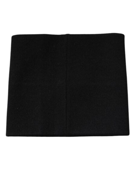 Black Cashmere Knitted Square Handkerchief Scarf - Image 4