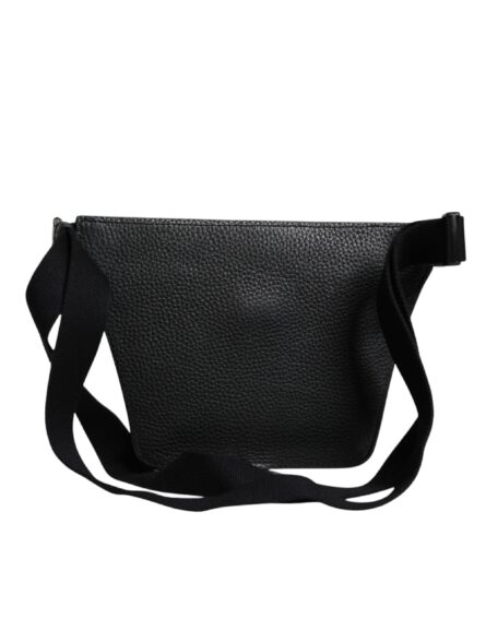 Black Calfskin Logo Plaque Belt Waist Men Fanny Pack Bag - Image 4