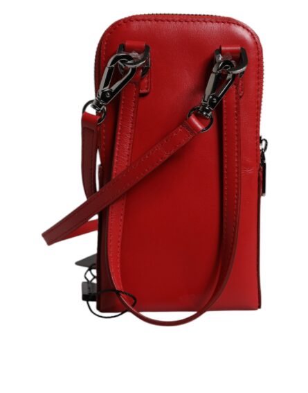 Red Leather Purse Phone Sling Crossbody Neck Strap Bag - Image 4