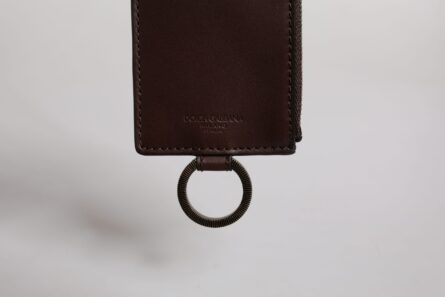 Brown Calf Leather Lanyard Logo Card Holder Wallet - Image 6