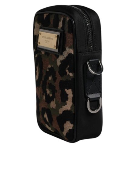 Multicolor Leopard Jacquard Logo Plaque Neck Strap Bag - Image 3