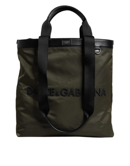 Military Green Nylon Shoulder Strap Tote Bag - Image 3