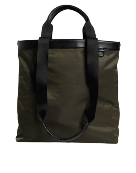 Military Green Nylon Shoulder Strap Tote Bag - Image 5