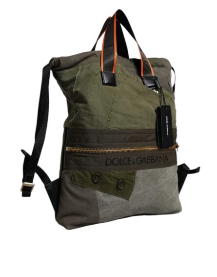 Military Green Patchwork Rucksack Backpack Bag - Image 3