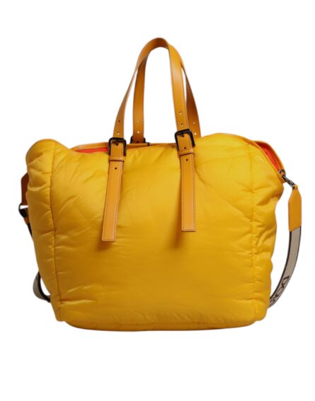 Yellow Orange Nylon Logo Plaque Hand Shoulder Duffle Bag - Image 5