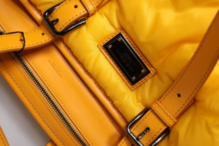 Yellow Orange Nylon Logo Plaque Hand Shoulder Duffle Bag - Image 7