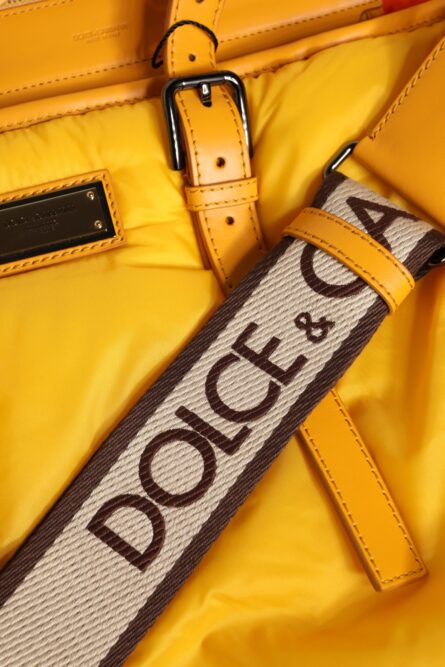 Yellow Orange Nylon Logo Plaque Hand Shoulder Duffle Bag - Image 8