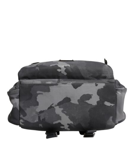 Gray Cotton Camouflage Logo Plaque Backpack Bag - Image 6