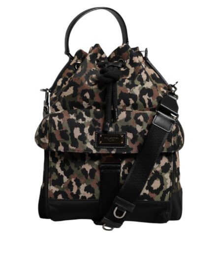 Multicolor Leopard Cotton Shoulder Bucket Bag - Image 3