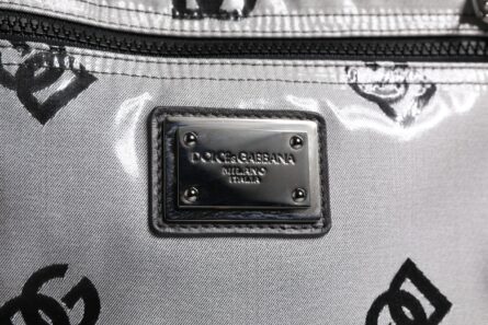 Polyester Gray Black DG Logo Plaque Backpack Bag - Image 3