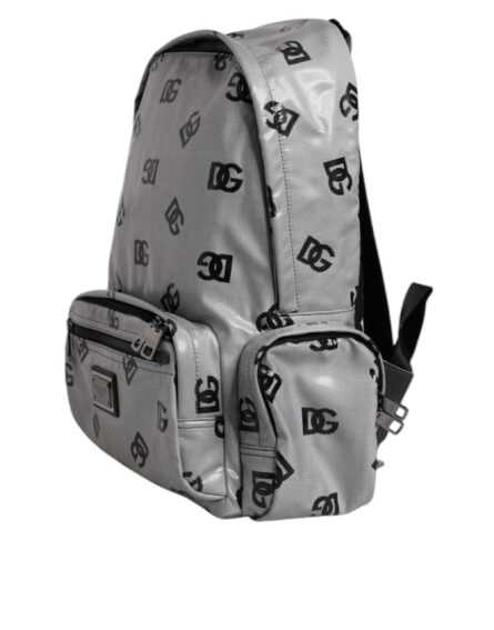 Polyester Gray Black DG Logo Plaque Backpack Bag - Image 4