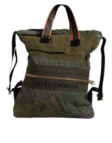 Military Green Patchwork Rucksack Backpack Bag - Image 4