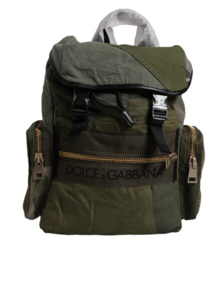 Military Green Patchwork Travel Backpack Bag - Image 5