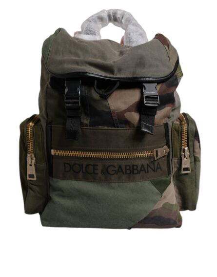 Military Green Patchwork Travel Backpack Bag - Image 6