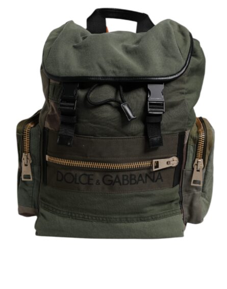 Military Green Patchwork Travel Backpack Bag - Image 5