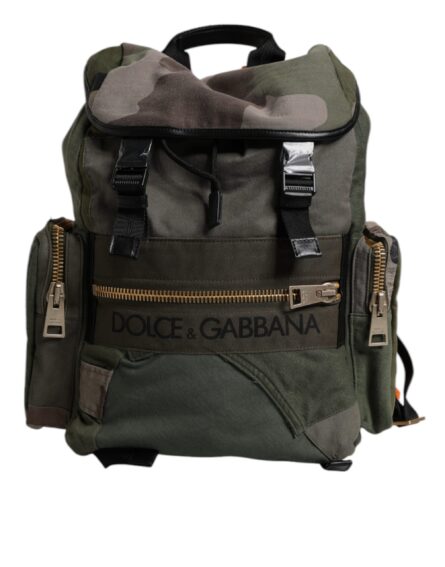 Military Green Patchwork Travel Backpack Bag - Image 5