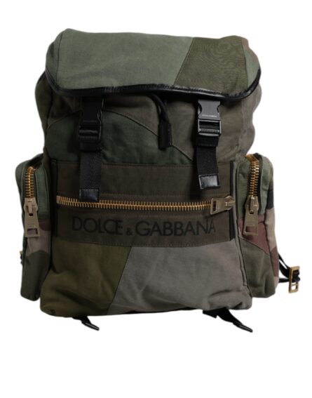 Military Green Patchwork Travel Backpack Bag - Image 5