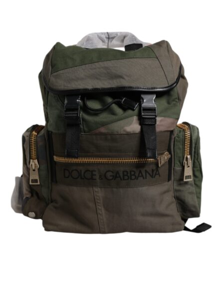 Military Green Patchwork Travel Backpack Bag - Image 6