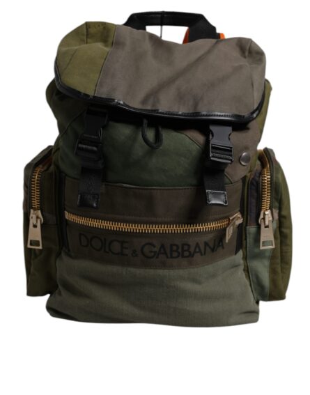 Military Green Patchwork Travel Backpack Bag - Image 6