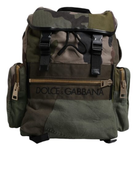 Military Green Patchwork Travel Backpack Bag - Image 5