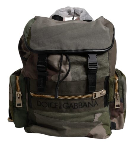 Military Green Patchwork School Backpack Bag - Image 6