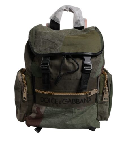 Military Green Patchwork Travel Backpack Bag - Image 6