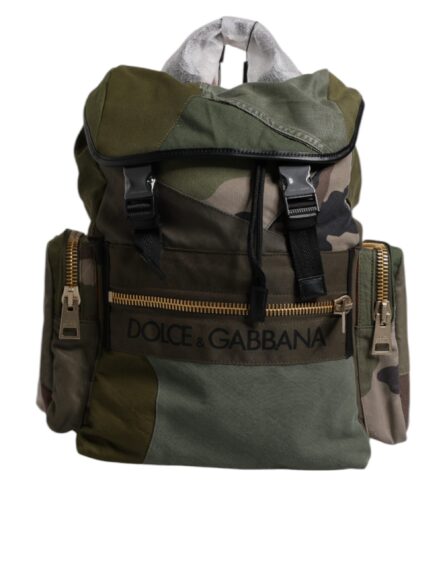 Military Green Patchwork Travel Backpack Bag - Image 5
