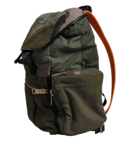 Military Green Patchwork Travel Backpack Bag - Image 3
