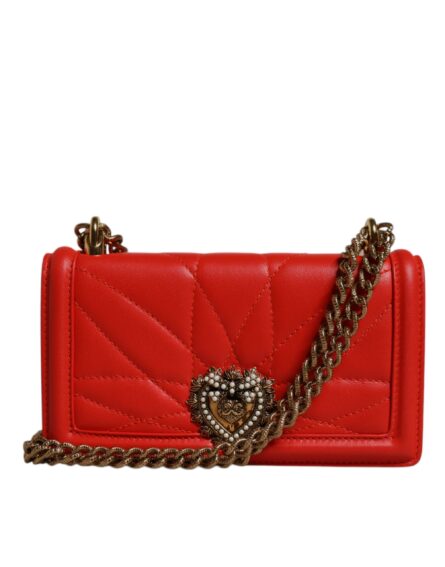 Red Quilted Devotion Crossbody Chain Phone Cover Bag - Image 3